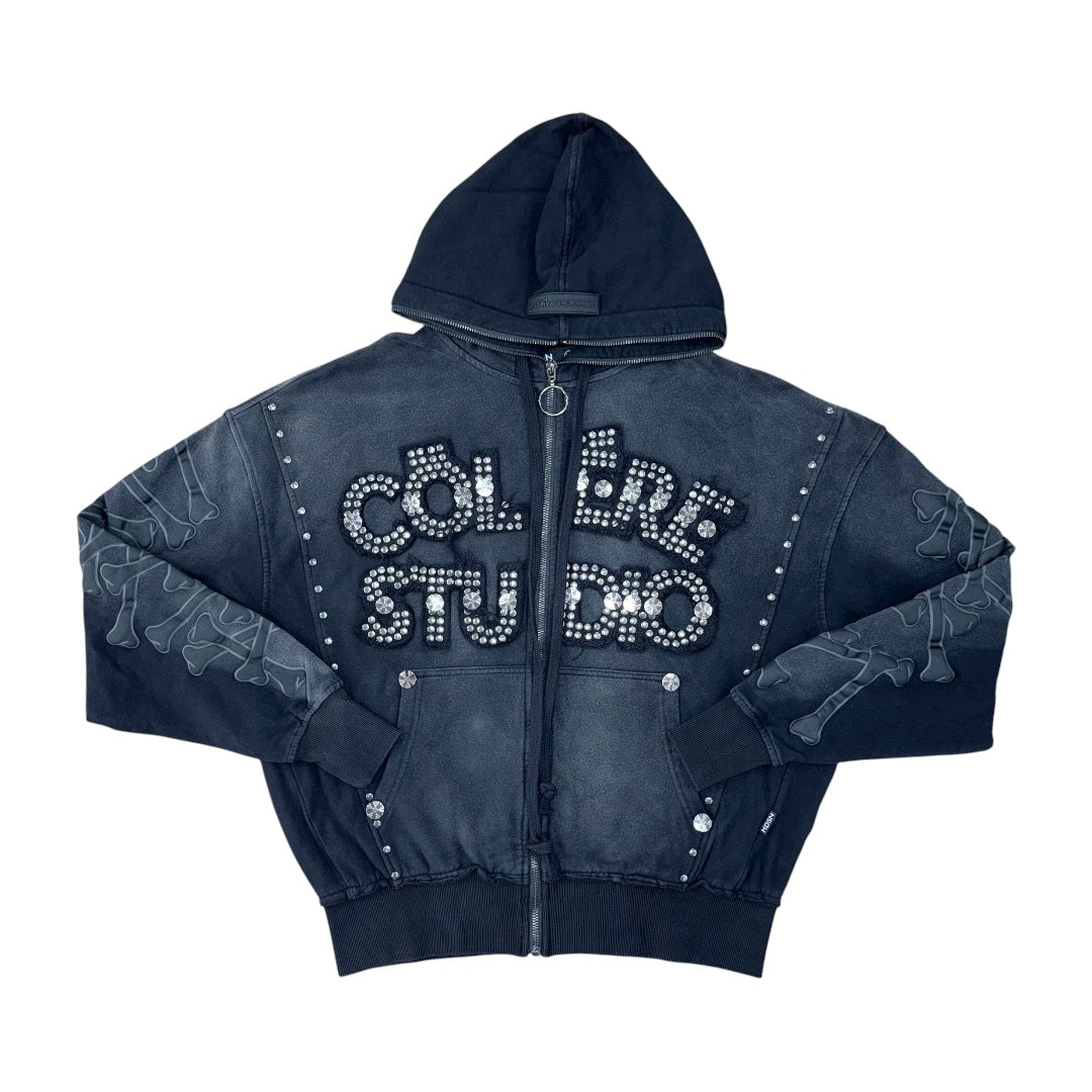 Colere Bones Zip Up Hoodie- Black