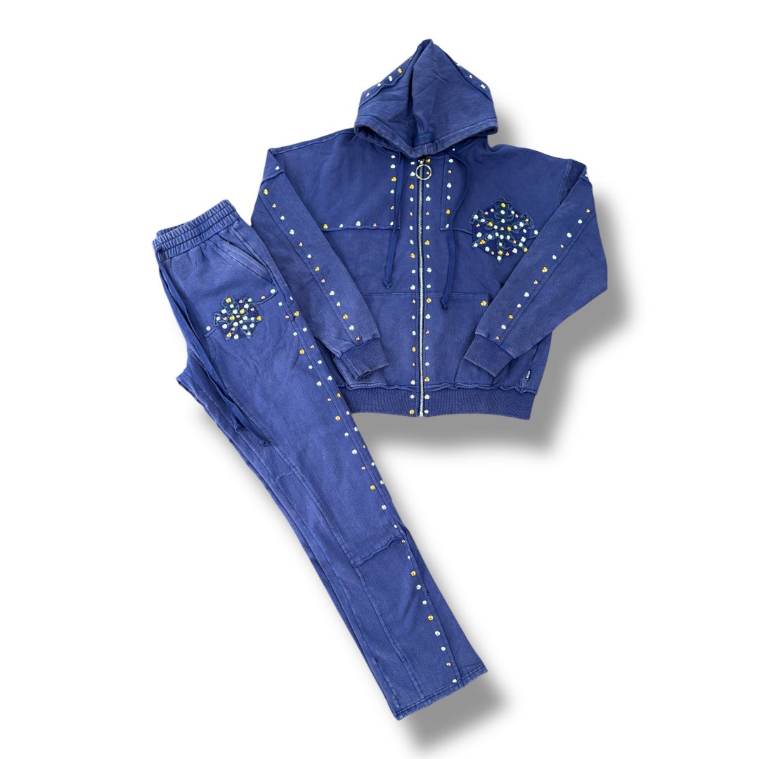 Hudson Oversized Studded Metal Sweatsuit Blue
