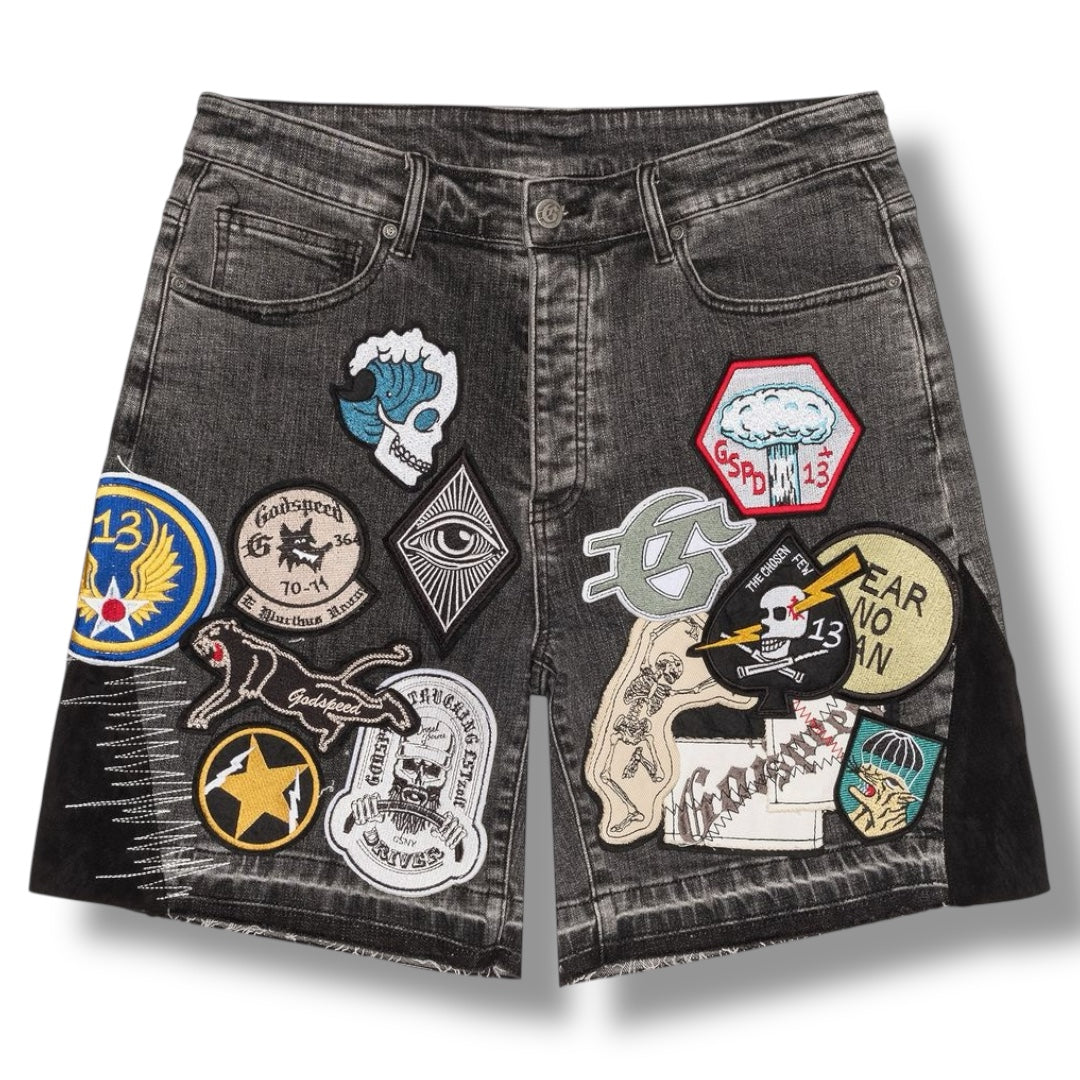 Patchwork Denim Shorts V2 (Grey)