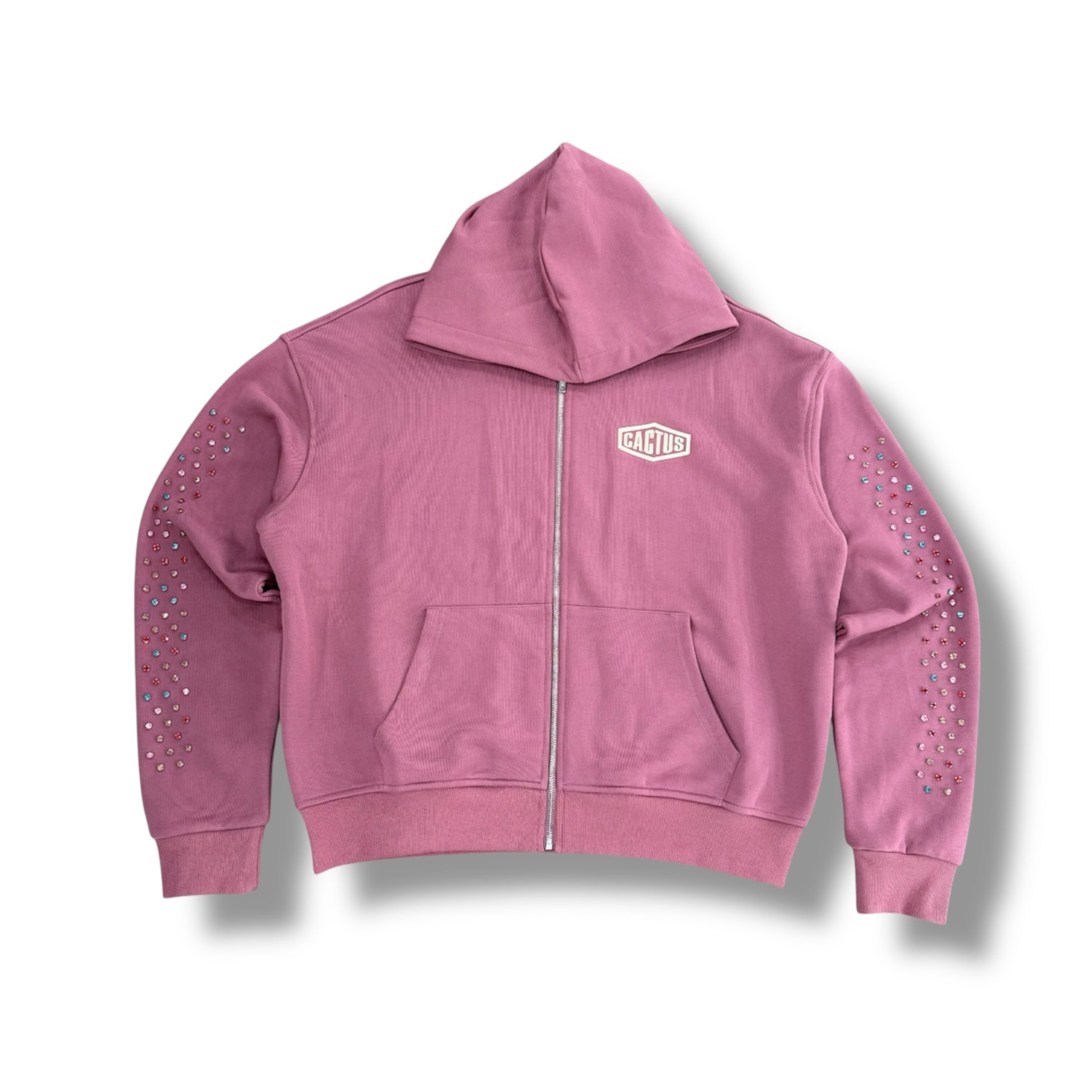 AZVA Crystal Cactus Zip Hoodie PINK