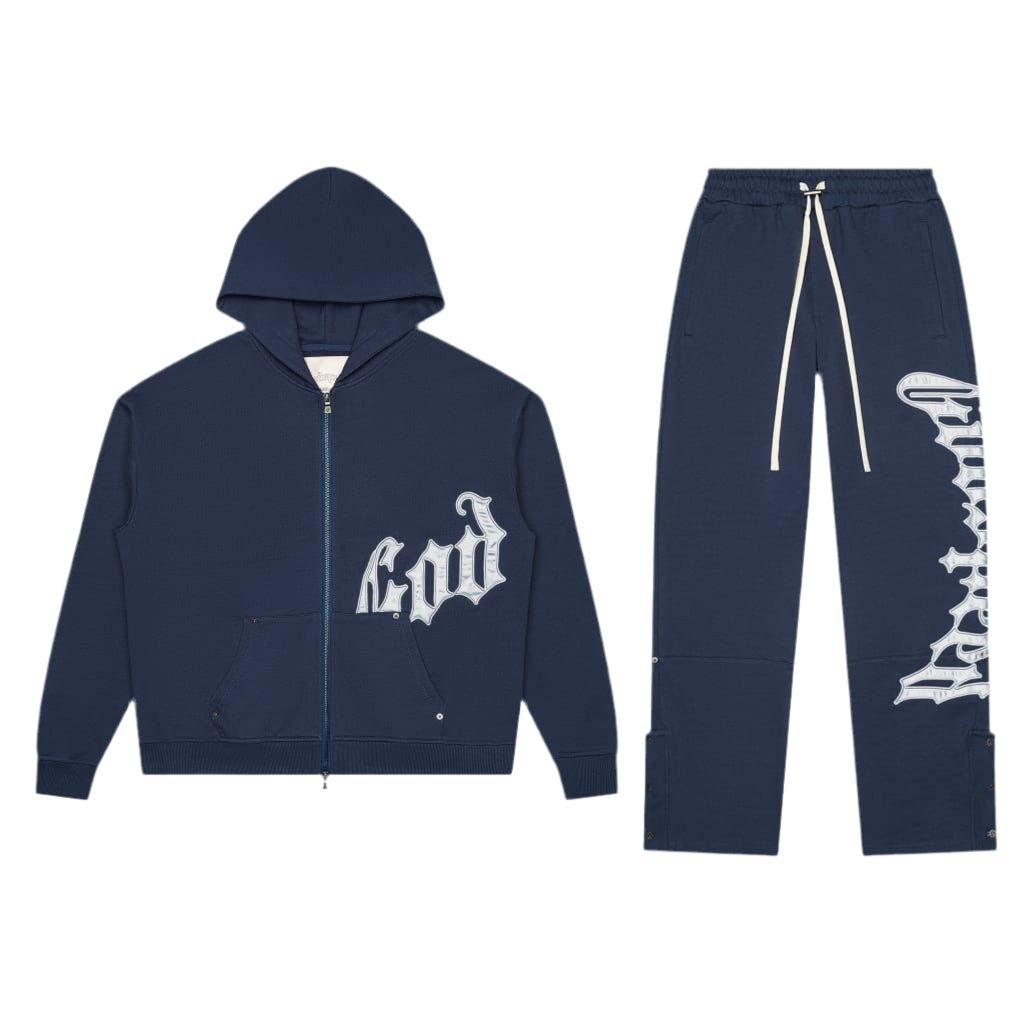 GODSPEED OG LOGO SWEATSUIT V2 NAVY/SILVER BOOM SATIN