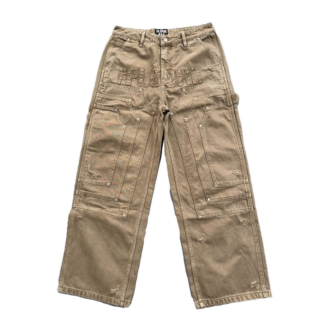 FLOOR914 TRIPLE KNEE DENIM TAN