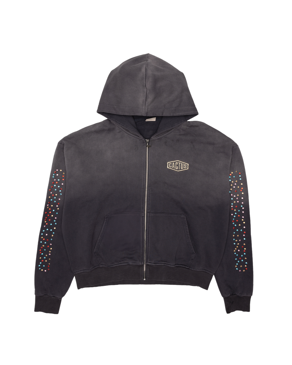 Cactus Zip Hoodie- Vintage Black
