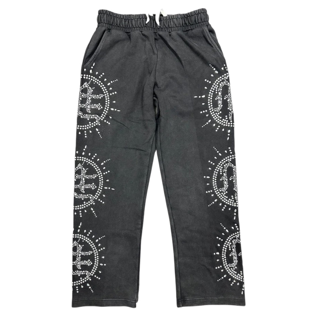 Eclipse Grey Acid Wash Rhinestone Sweats