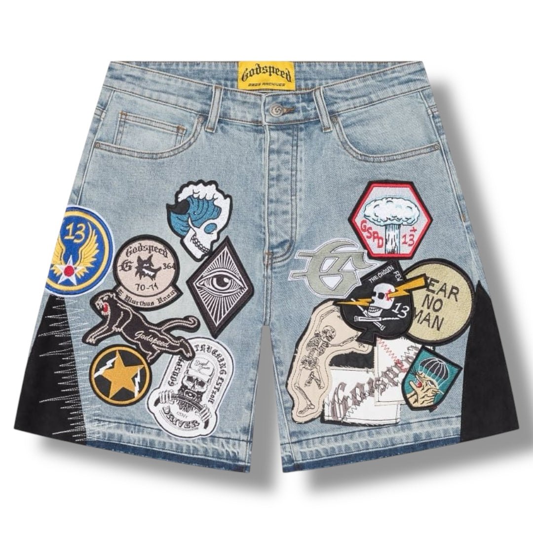 Patchwork Denim Shorts V2 (Blue)