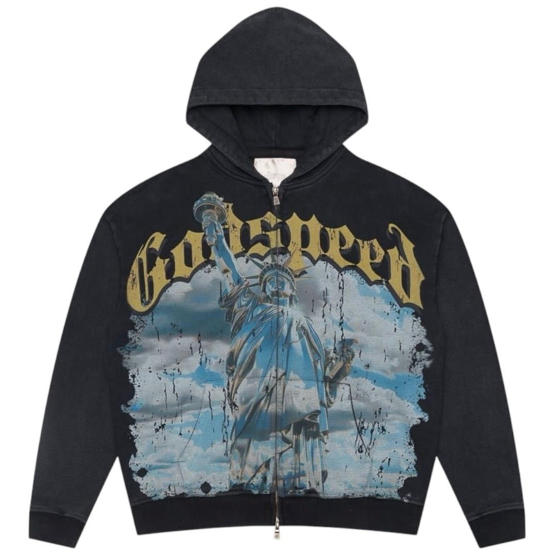 Chrome Liberty Zip Hoodie (Black Wash)