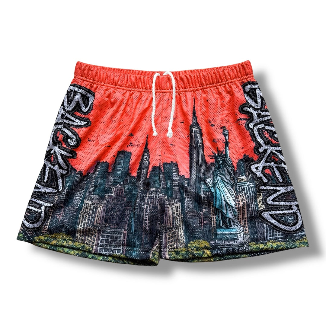 Backend Skyline Shorts Red