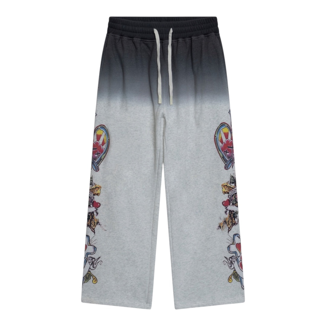 FADED RISEN KING SWEATPANTS- GREY/BLACK