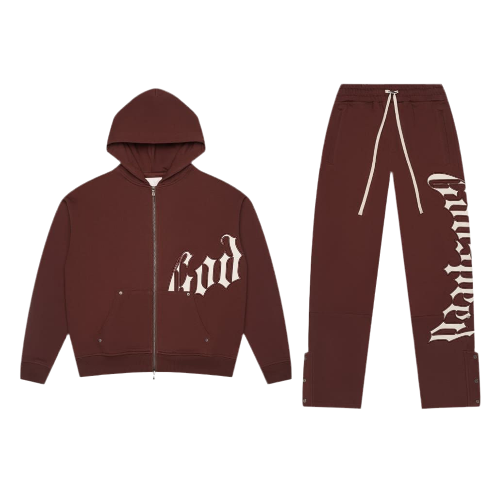 GODSPEED OG LOGO SWEATSUIT V2 BROWN/WHITE