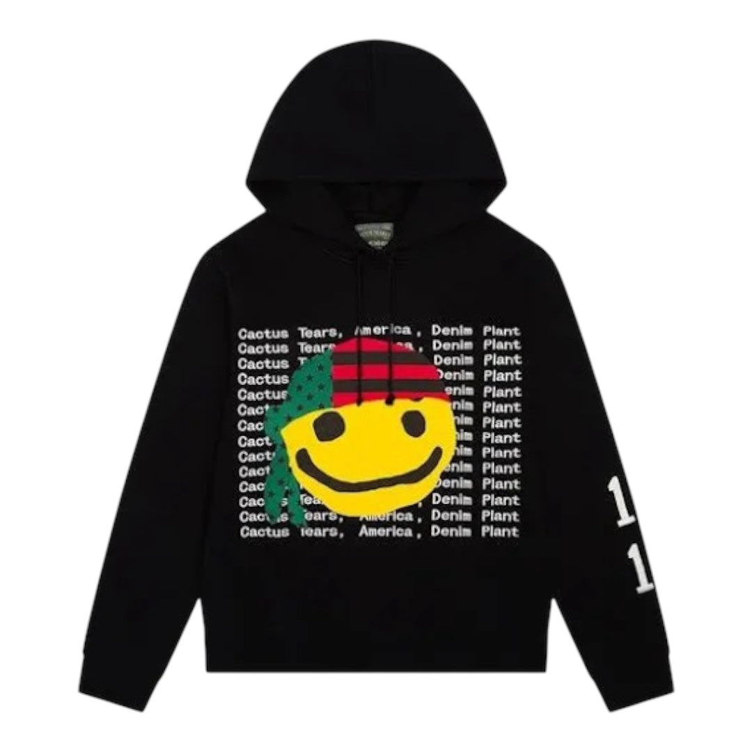 Cactus Smiley Hoodie- Black