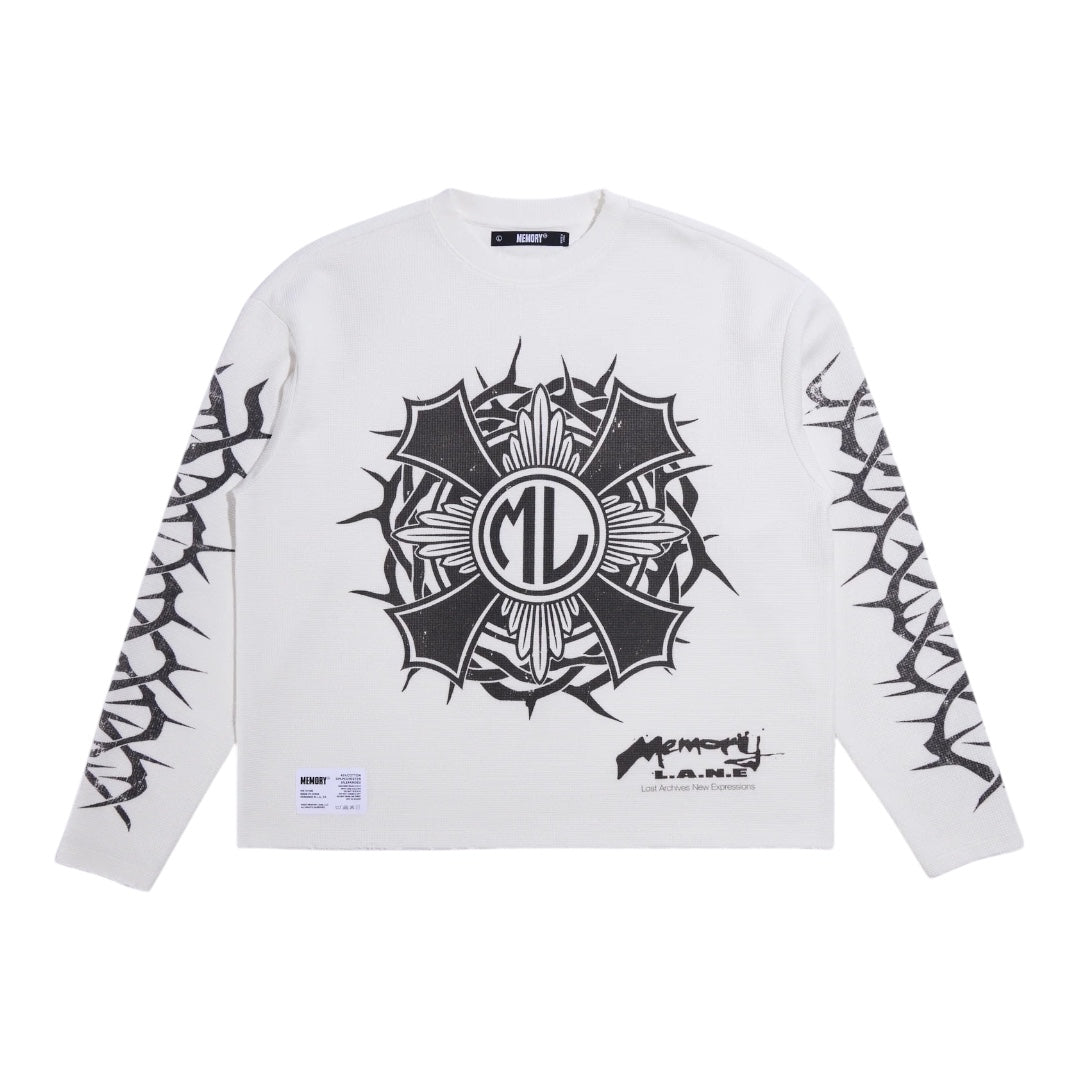 CAMO COLLARED BOMBERHORN CROSS LONG SLEEVE THERMAL-ANTIQUE WHITE