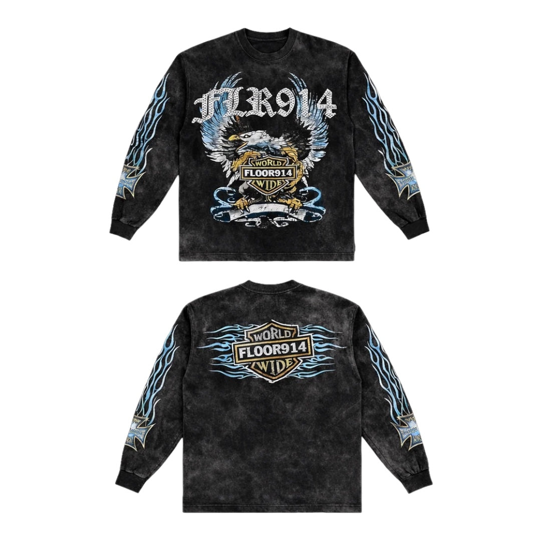 SKYSTRICKER BLACK WASH LONGSLEEVE- BLUE