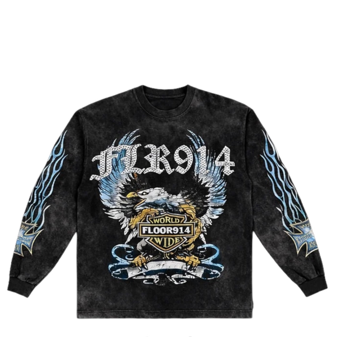 SKYSTRICKER BLACK WASH LONGSLEEVE- BLUE