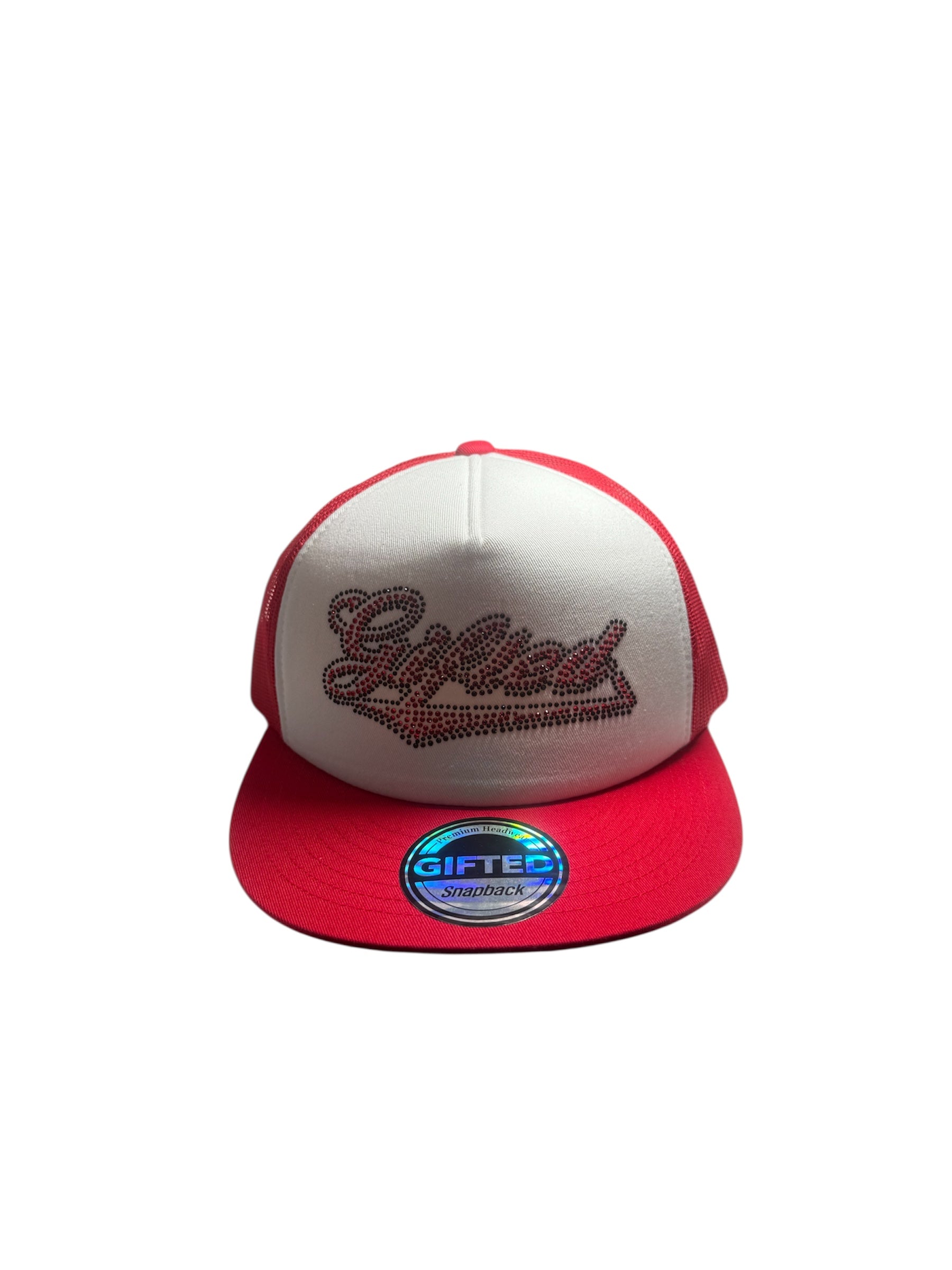 Gifted Hat 24 - RED/WHT RHINESTONES