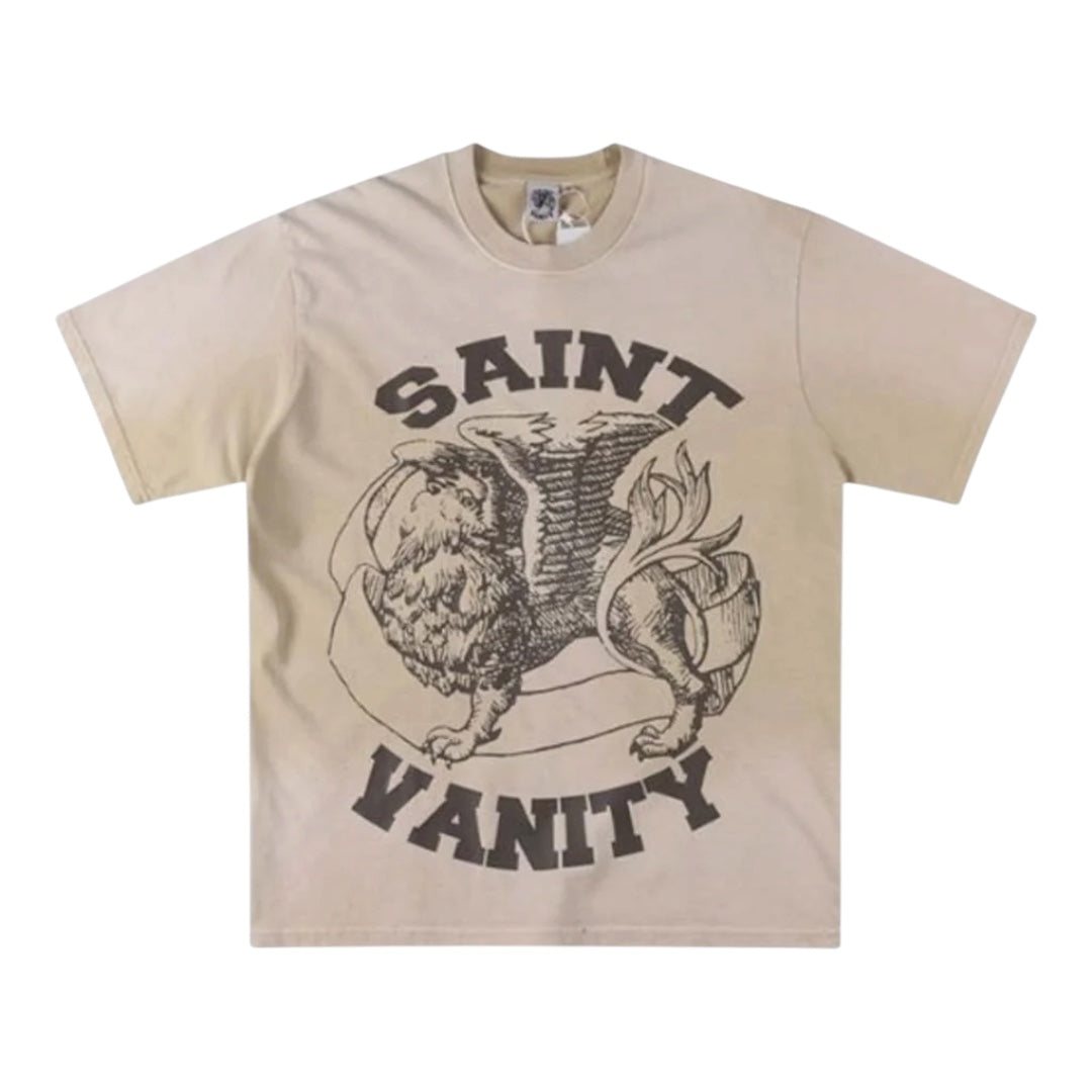 SAINT VANITY 'Griffin'- CREAM & BROWN TEE