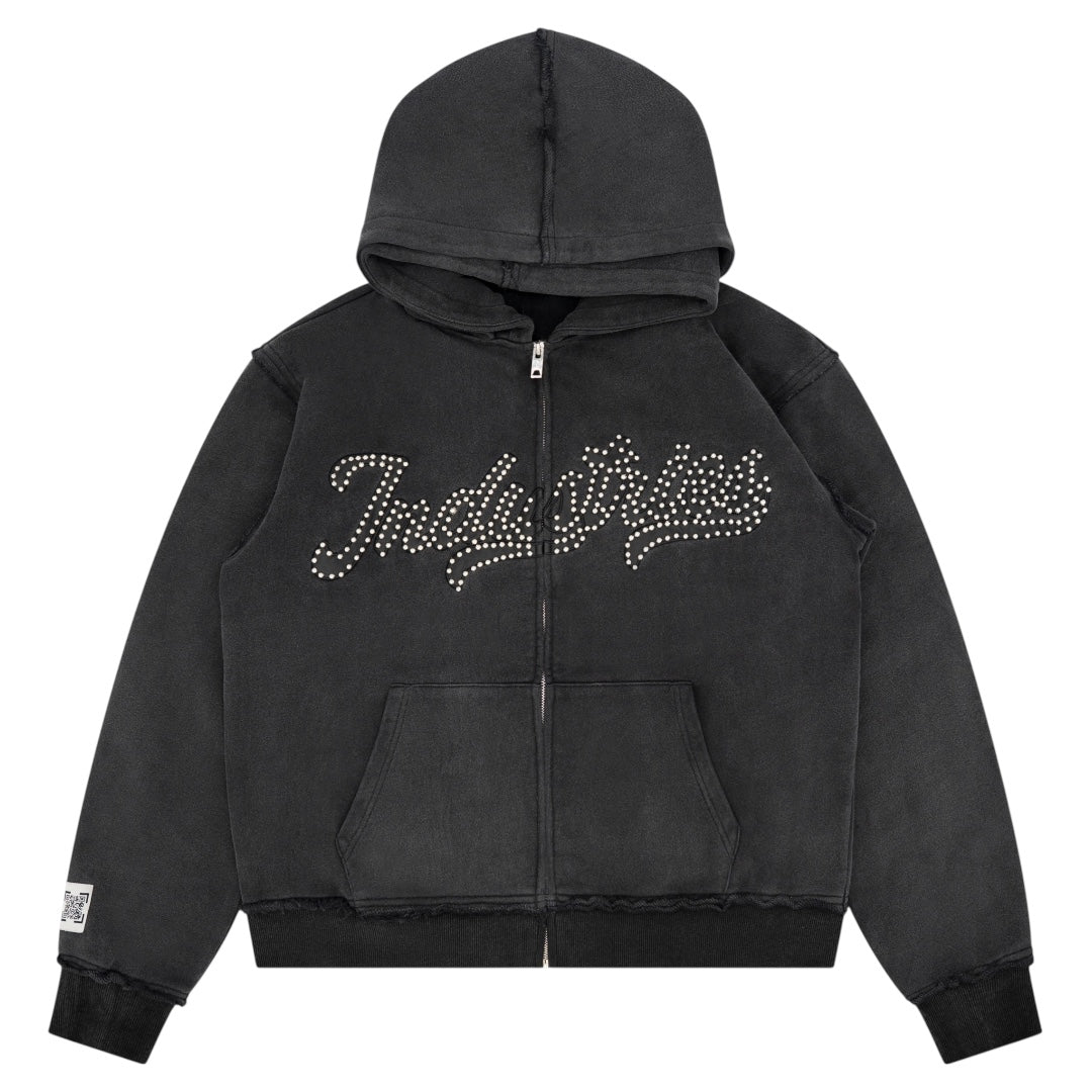STUDDED HOODIE- VINTAGE BLACK