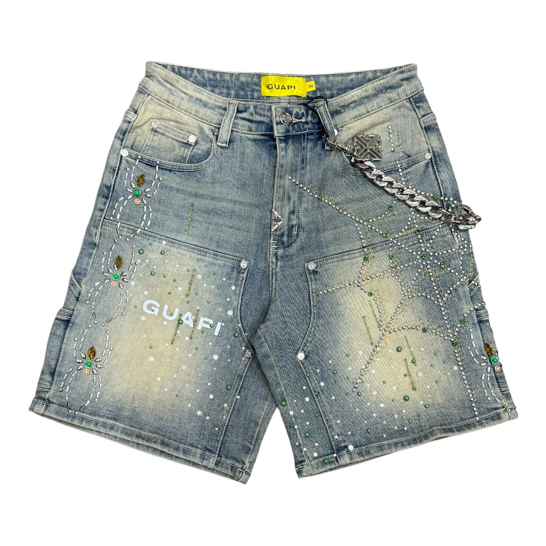 Emerald Spider Denim Shorts