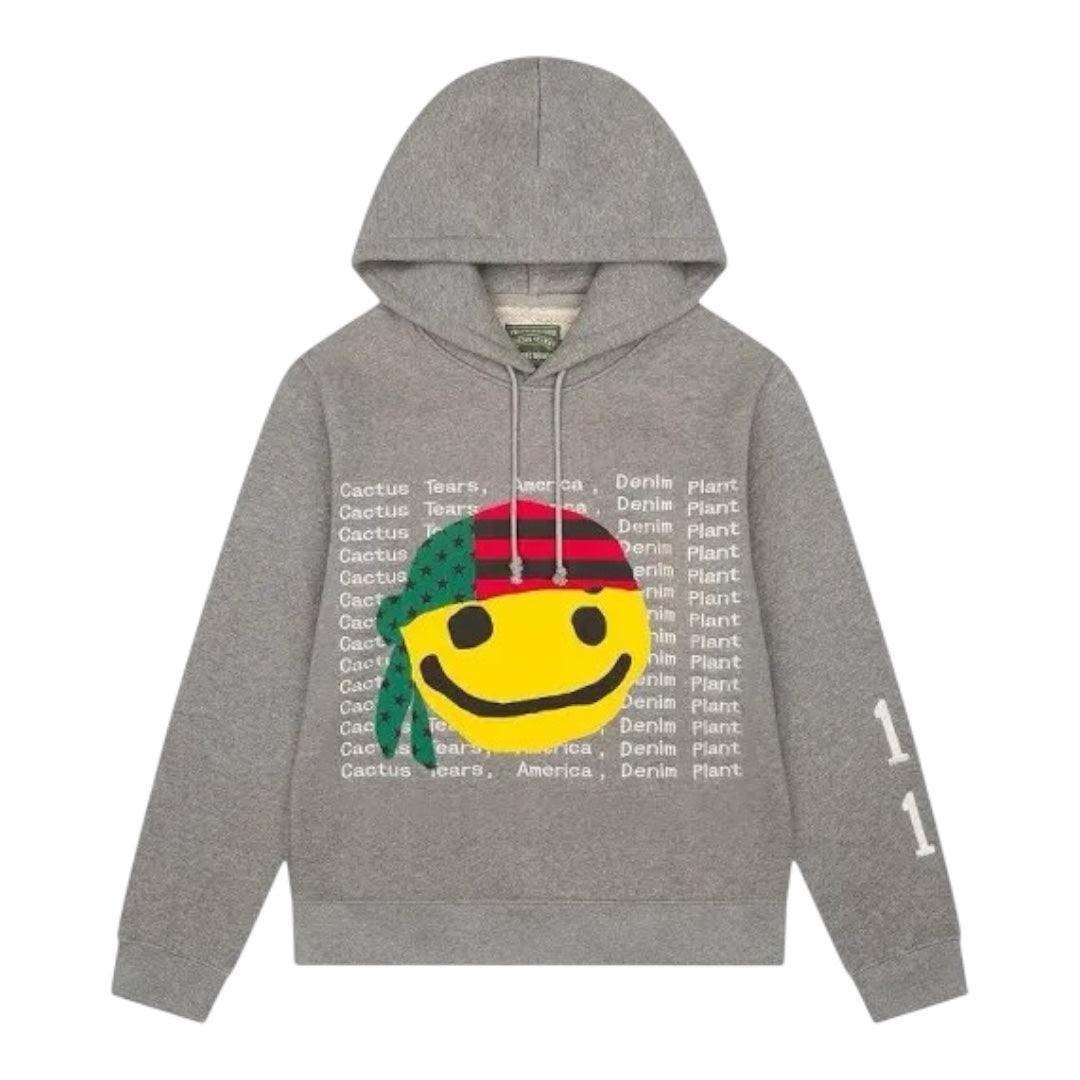 Cactus Smiley Hoodie- Gray
