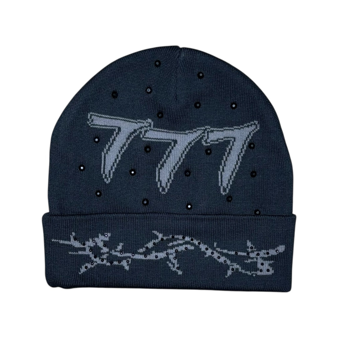777 Beanie- Black/ Gray