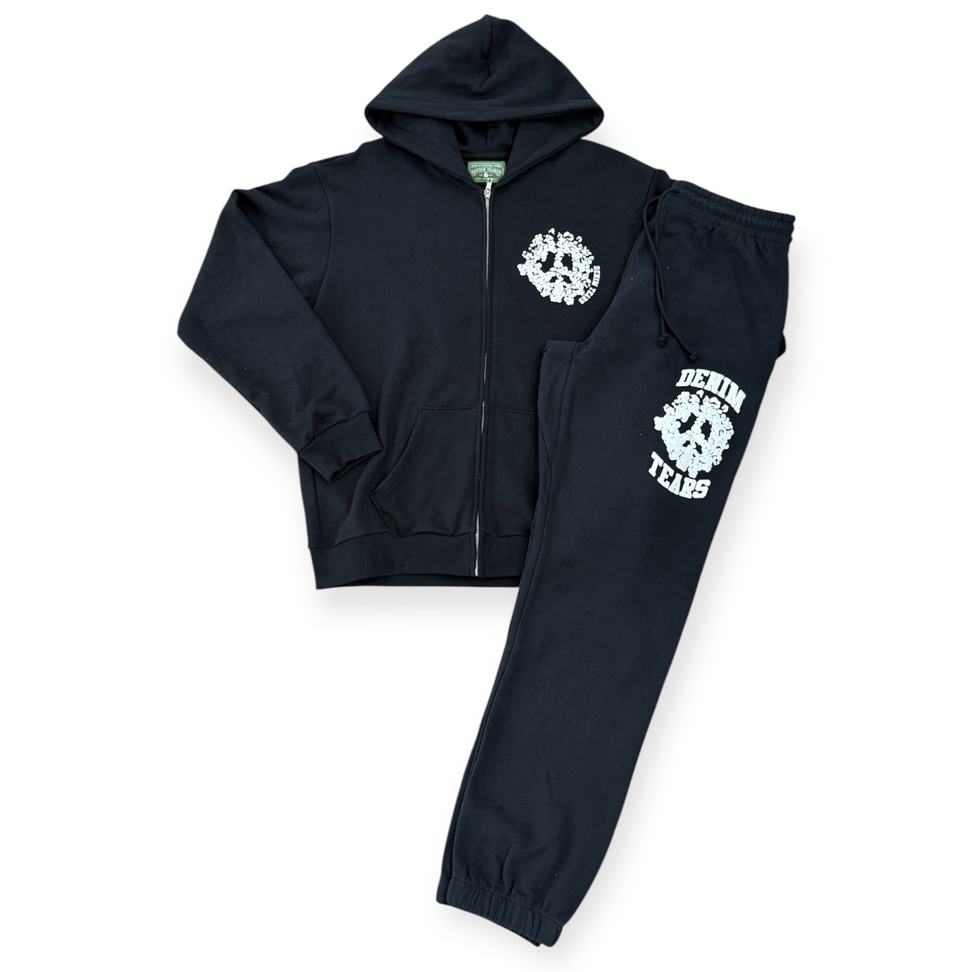 DENIM TEARS UNIVERSITY BLK/WHITE ZIP SET