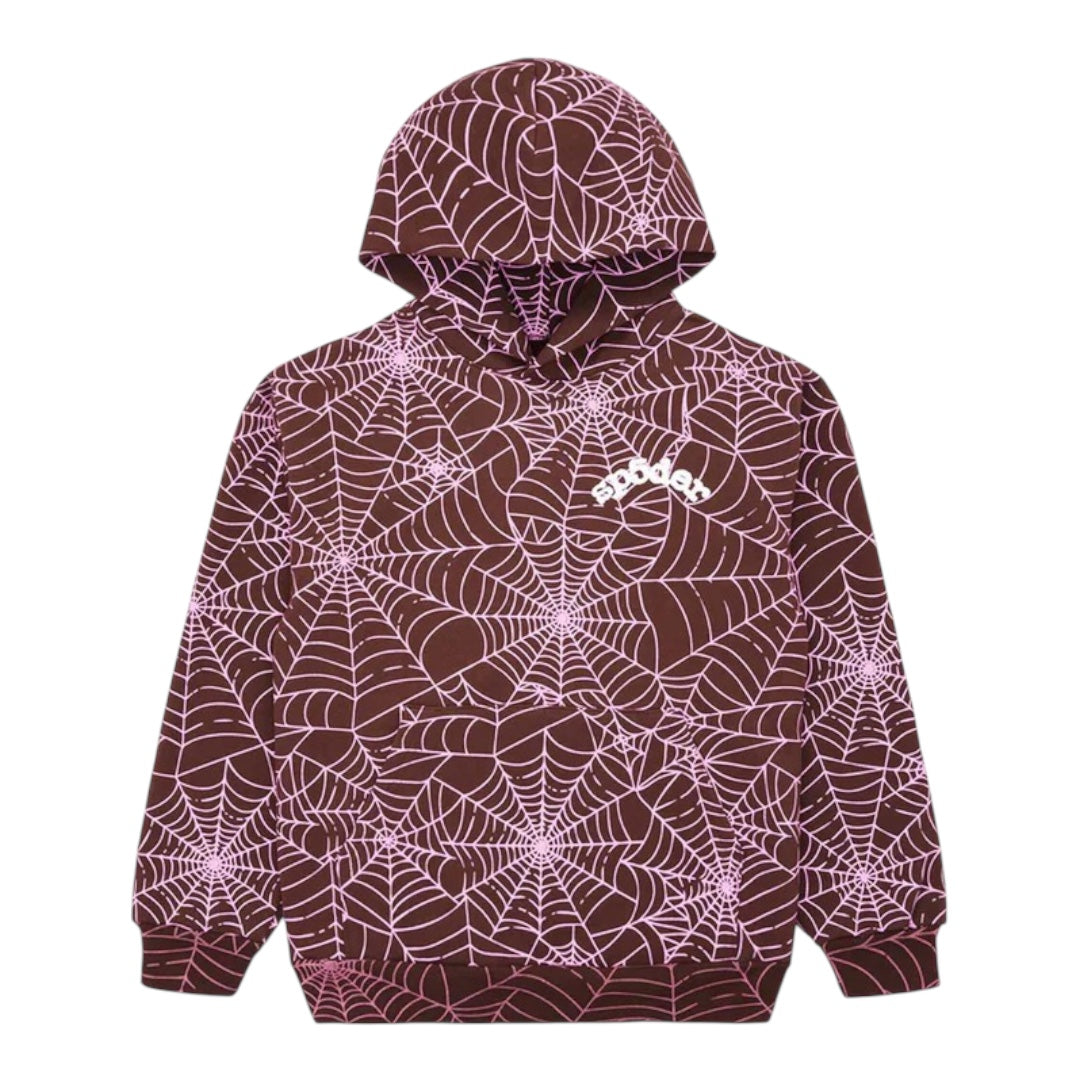 AOP Hoodie Brown/ Pink