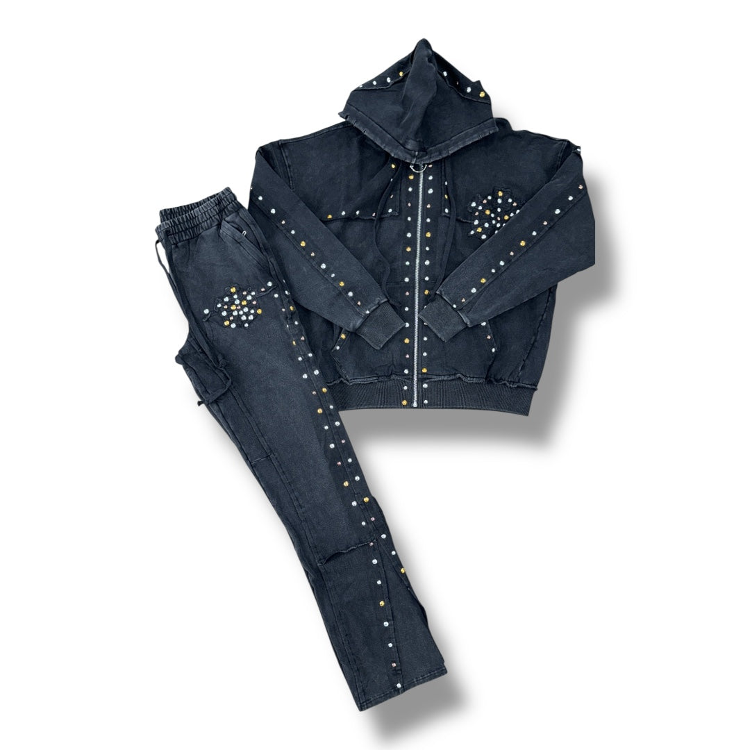 Hudson Oversized Studded Metal Sweatsuit Black