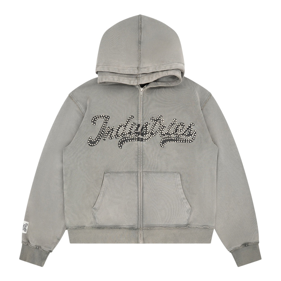 STUDDED HOODIE- CHARCOAL GREY