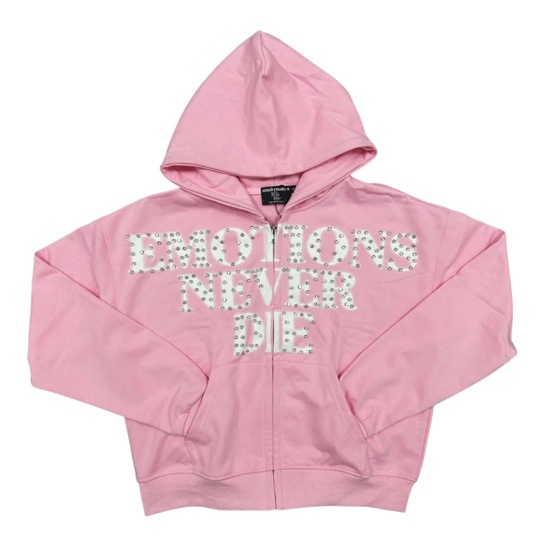 ‘End’ Rhinestone Hoodie- Pink