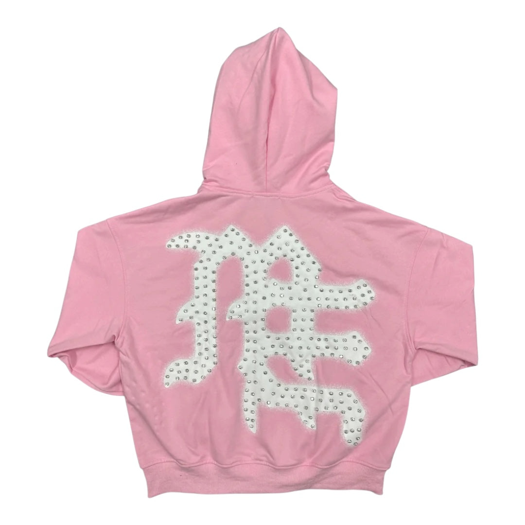 ‘End’ Rhinestone Hoodie- Pink